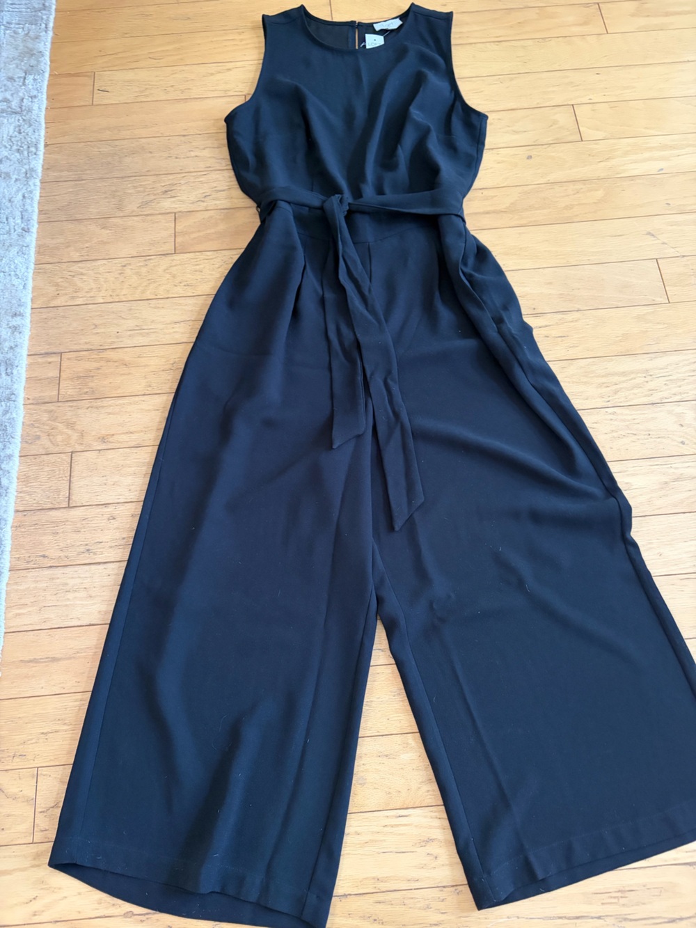 LOFT Black Tie-Waist Wide-Leg Jumpsuit